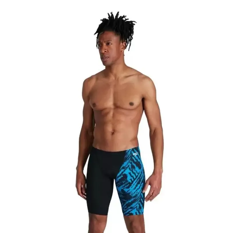 Speedo Men's Allover V-Cut Jammer - Black/Blue 28-2